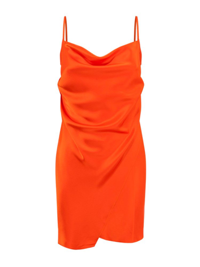 Nanushka Emila Draped Satin Mini Dress In Orange