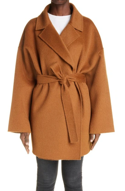 Acne Studios Women's Oaklee Wool-alpaca Wrap Coat In Rust Brown