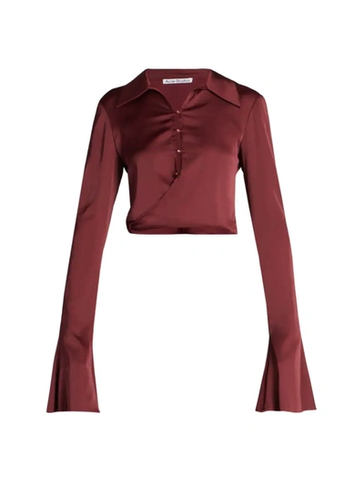 Acne Studios 'teba' Wing Lapel Twisted Front Shirt In Red