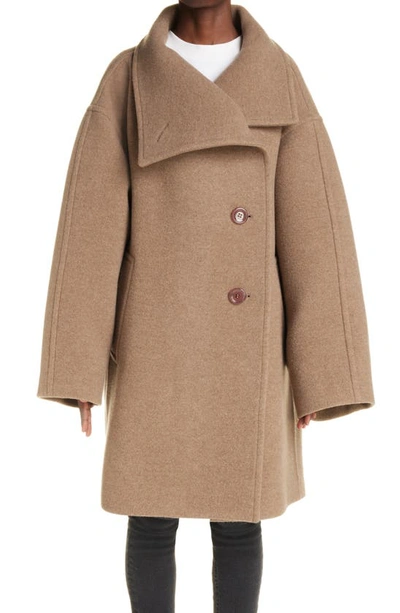 Acne Studios Oschelle Boiled Wool Blend Overcoat In Light Brown