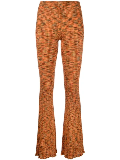 Acne Studios Kannis Mid-rise Flared-leg Knitted Trousers In Orange Multi
