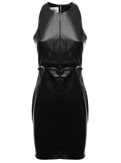Nanushka Layan With Button And Loop Detail Waist Mini Dress In Black