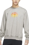 Nike Standard Issue Cotton Blend Crewneck Graphic Sweatshirt In Dark Grey Heather/pale Ivory