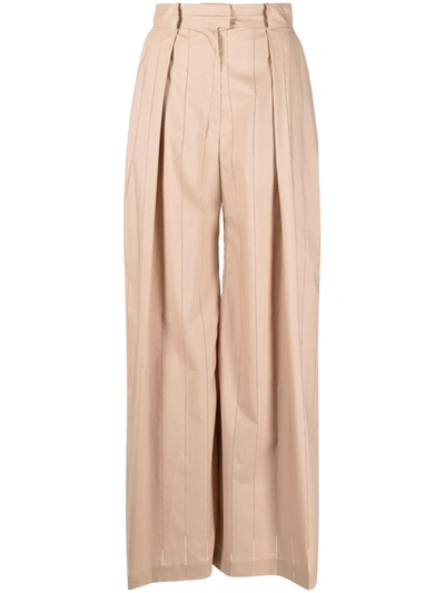 Martin Grant Pleated Wide-leg Trousers In Neutrals