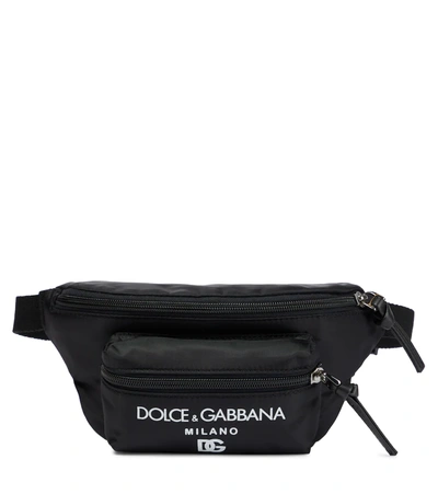 Dolce & Gabbana Teen Logo-print Belt Bag In Black