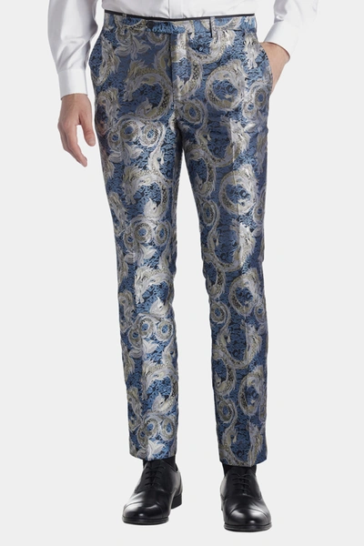 Paisley & Gray Men's Slim-fit Floral Tuxedo Pants In Aquamarine