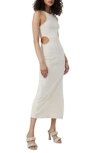 French Connection Rasha Cutout Detail Body-con Stretch Cotton Dress In White