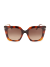 Ferragamo Gancini Chain Square Acetate & Metal Sunglasses In Classic Havana