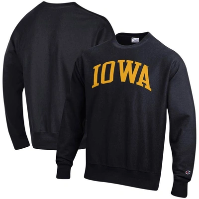 Champion Men's  Black Iowa Hawkeyes Big And Tall Reverse Weave Fleece Crewneck Pullover Sweatshirt