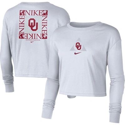 Nike White Oklahoma Sooners Seasonal Cropped Long Sleeve T-shirt