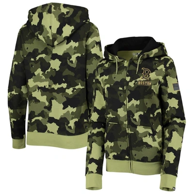 New Era Green Boston Red Sox 2022 Mlb Armed Forces Day Camo Full-zip Hoodie
