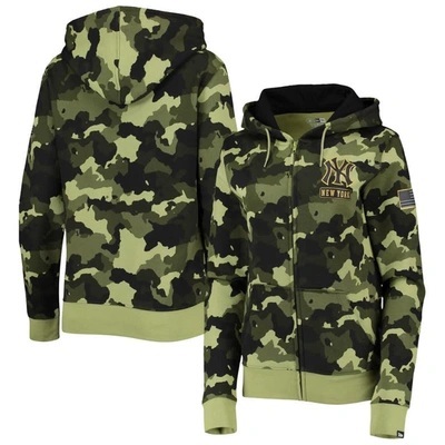 New Era Green New York Yankees 2022 Mlb Armed Forces Day Camo Full-zip Hoodie