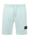 Stone Island Logo-patch Cotton Shorts In Grey