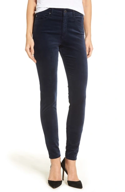 Ag Velvet Farrah High Rise Skinny Pants In Blue Night