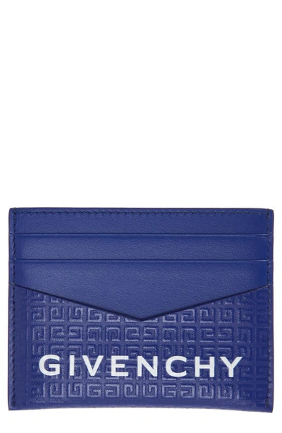 Givenchy 4g Logo-embossed Leather Cardholder In Ocean Blue