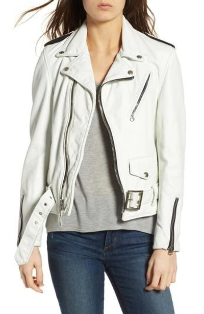 Schott Boyfriend Leather Jacket In White