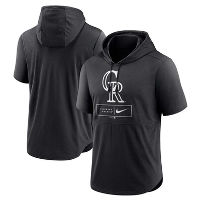 Nike Black Colorado Rockies Logo Lockup Performance Short-sleeved Pullover Hoodie