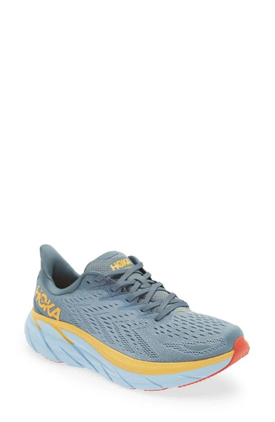 Hoka One One Clifton 8 Running Shoe In Goblin Blue / Mountain Spring