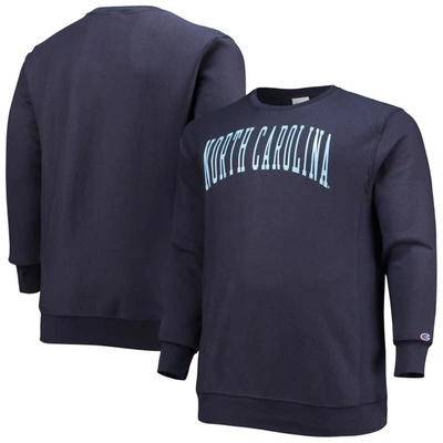 Champion Men's  Navy North Carolina Tar Heels Big And Tall Reverse Weave Fleece Crewneck Pullover Swe