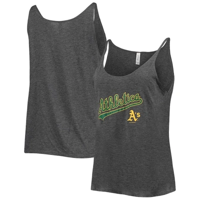 Soft As A Grape Heathered Charcoal Oakland Athletics Slouchy Tank Top