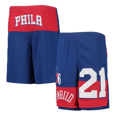 Outerstuff Kids' Youth Joel Embiid Royal Philadelphia 76ers Pandemonium Name & Number Shorts