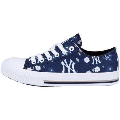 Foco Navy New York Yankees Flower Canvas Allover Shoes