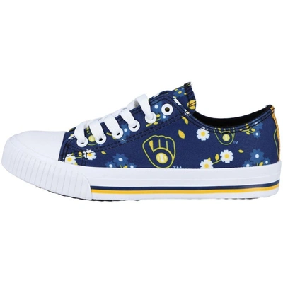 Foco Navy Milwaukee Brewers Flower Canvas Allover Shoes