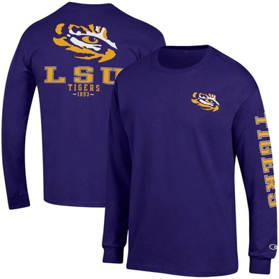 Champion Purple Lsu Tigers Team Stack Long Sleeve T-shirt