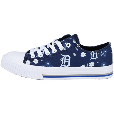 Foco Navy Detroit Tigers Flower Canvas Allover Shoes