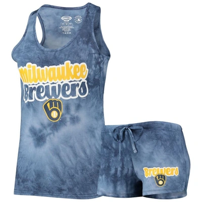 Concepts Sport Women's  Navy Milwaukee Brewers Billboard Racerback Tank Top And Shorts Set