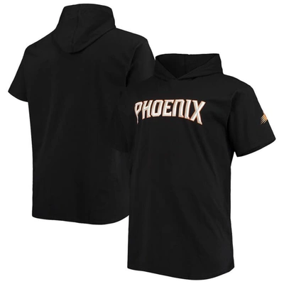 Profile Men's Black Phoenix Suns Big And Tall 2-hit Short Sleeve Pullover Hoodie