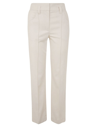 Brunello Cucinelli Pleated Straight-leg Trousers In Pearl