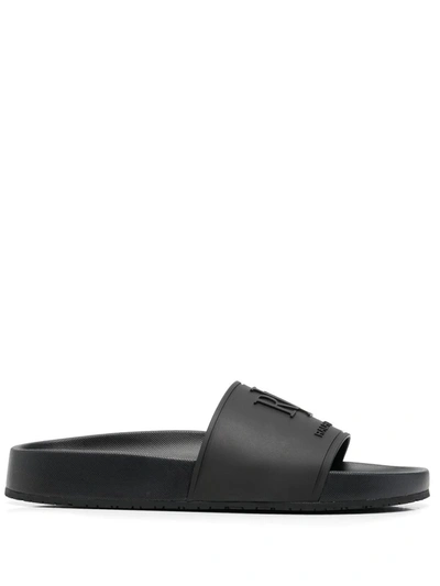 Lauren Ralph Lauren Delyne Embossed-logo Sandals In Black