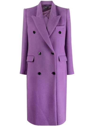 Isabel Marant Enarryli Wool Double Breasted Coat In Purple