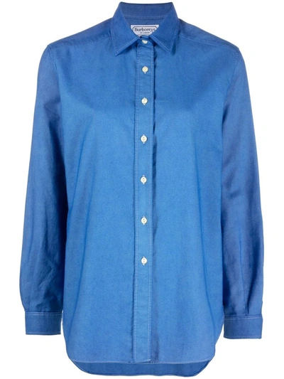 Pre-owned Burberry 2000s Long-sleeved Button-up Shirt In Blue