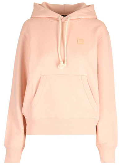 Acne Studios Fairah Face Patch Cotton Hoodie In Pink