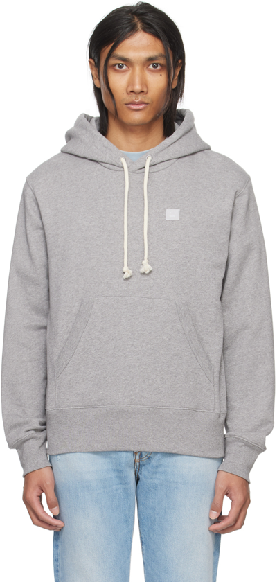 Acne Studios Face Cotton Hoodie In Grey