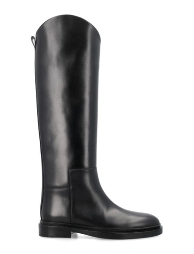Jil Sander 25mm Leather Riding Boots In Black