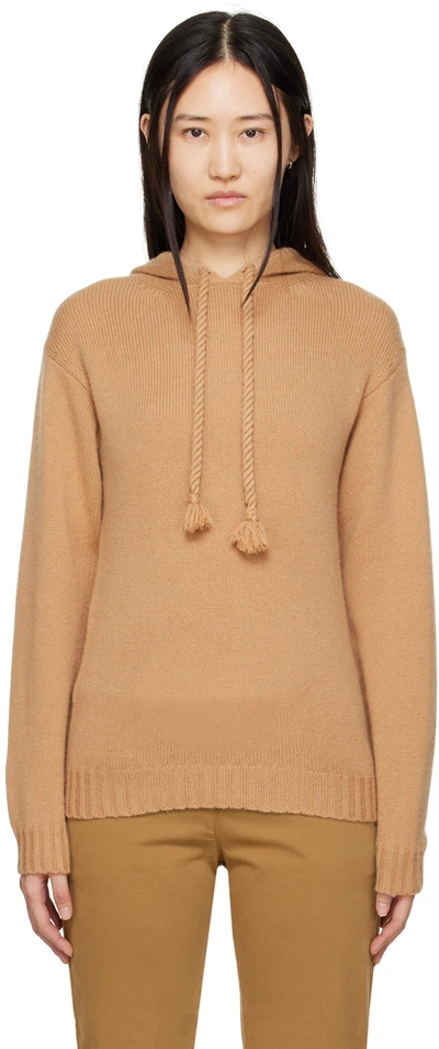 Max Mara Camel-coloured Wool And Cashmere Hoodie In Brown
