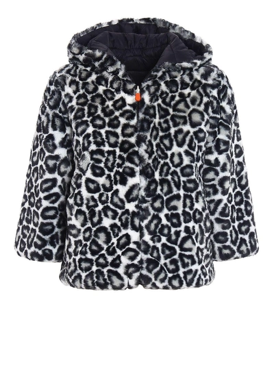 Save The Duck Rury Animal Print Short Coat In Micro Leopard