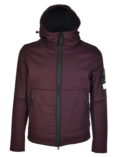 Stone Island Zip-up Hoodie In Bordeaux | ModeSens