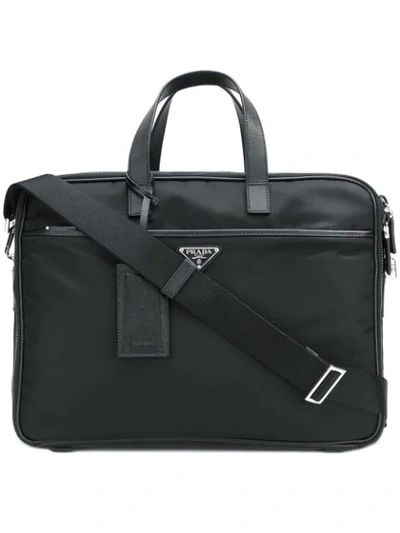 Prada Zipped Briefcase In Black