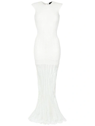 Andrea Bogosian Panelled Knit Long Dress In White