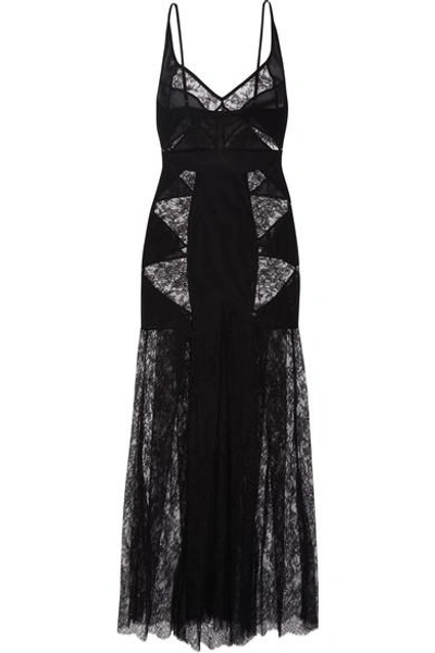 Agent Provocateur Deanna Cutout Tulle, Leavers Lace And Stretch Maxi Dress  In Black | ModeSens