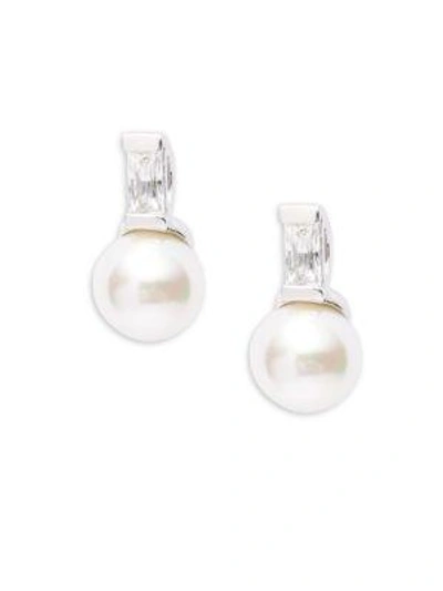 Majorica 6mm White Faux Pearl And Sterling Silver Hollow Fill Earrings