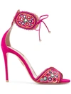 Aquazzura Jaipur Suede Ankle-strap Sandals In Azalea Pink