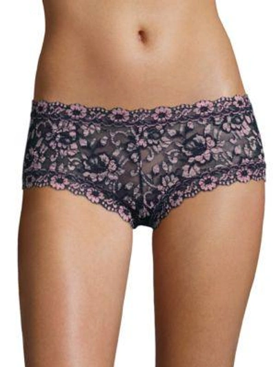 Hanky Panky Lace Boyshorts In Navy Pink