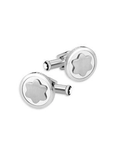 Montblanc Snowcap-emblem Round Cuff Links, Silvertone