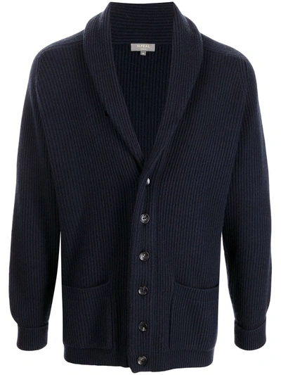 N•peal Kensington Button Front Cardigan In Blue