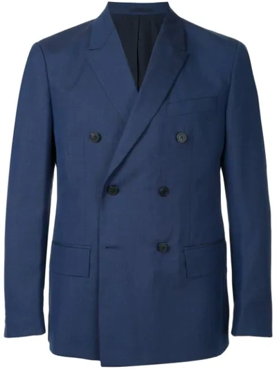 Kent & Curwen Double Breasted Blazer In Blue